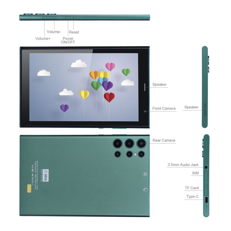 C fikir 8 Inch Smart Tablet PC Şok geçirmez hali ile 128GB ROM 800x1280 IPS Dokunmatik Ekran Ekranı Okuma için Yeşil CM822