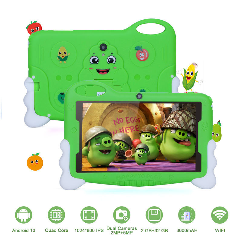 C fikir Çocuklar Öğrenci Çalışma Tablet 7 Inç Tatlı Uzun Pil Süresi 32GB Depolama 2MP + 5MP Çift Kamera CM90 Yeşil