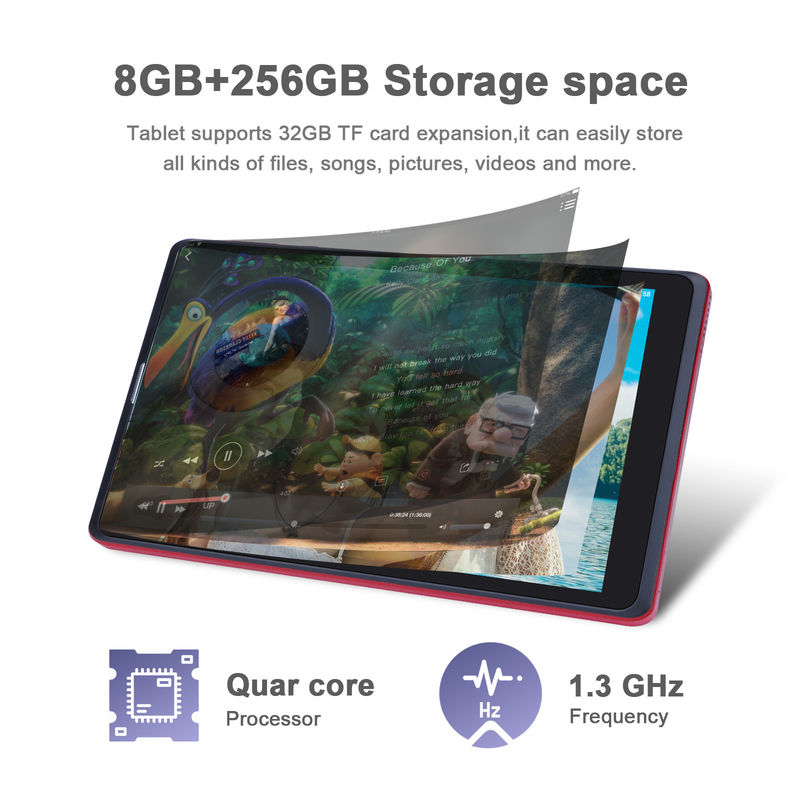 C fikir Android 8 Inch Tablet PC 256GB Büyük Kapasite Depolama 5MP + 8MP Kameralar 8000mAh Pil Süresi Okumak CM835 Kırmızı