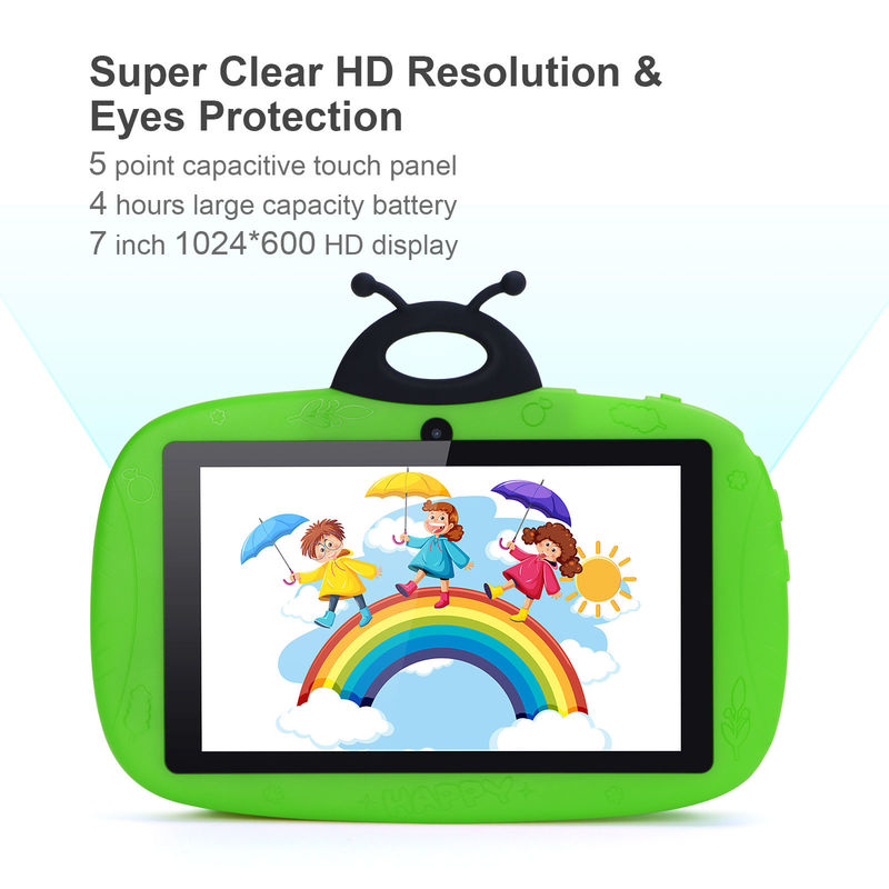 C fikir Çift Kamera WiFi 7 Inch Tablet PC Android Çocuklar Küçük Çocuk Öğrenme için 128GB Case Kids App ile CM76 Yeşil
