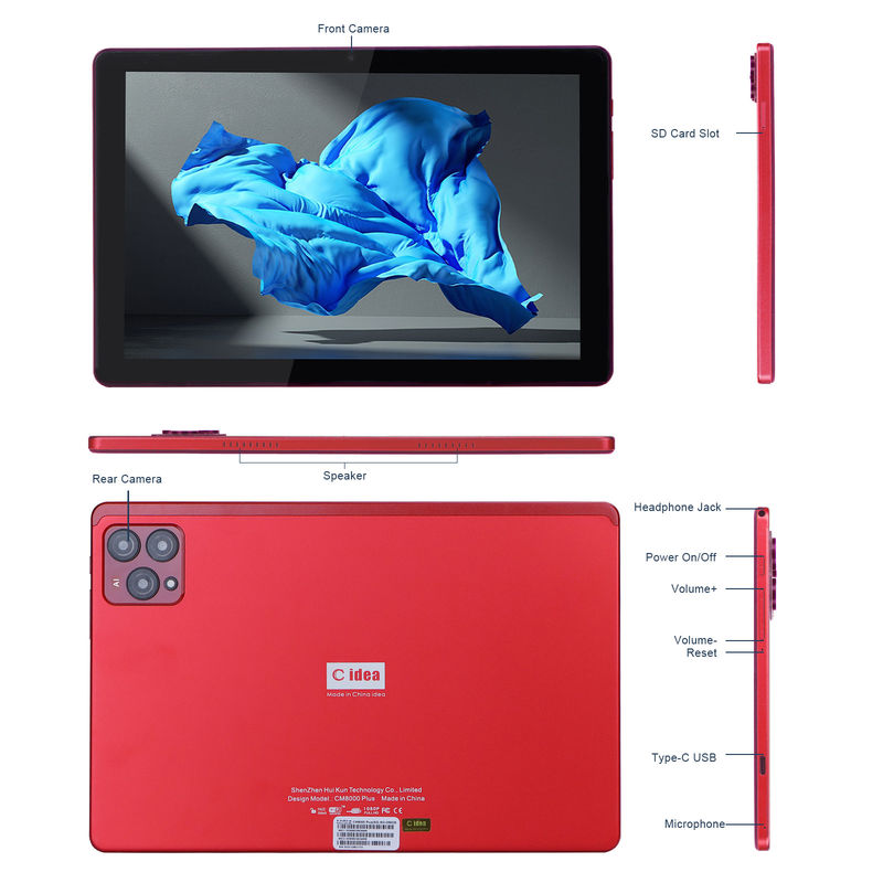 C fikir 10 inç Android 12 Tablet 8GB RAM 256GB ROM Model CM8000PLUS Kırmızı