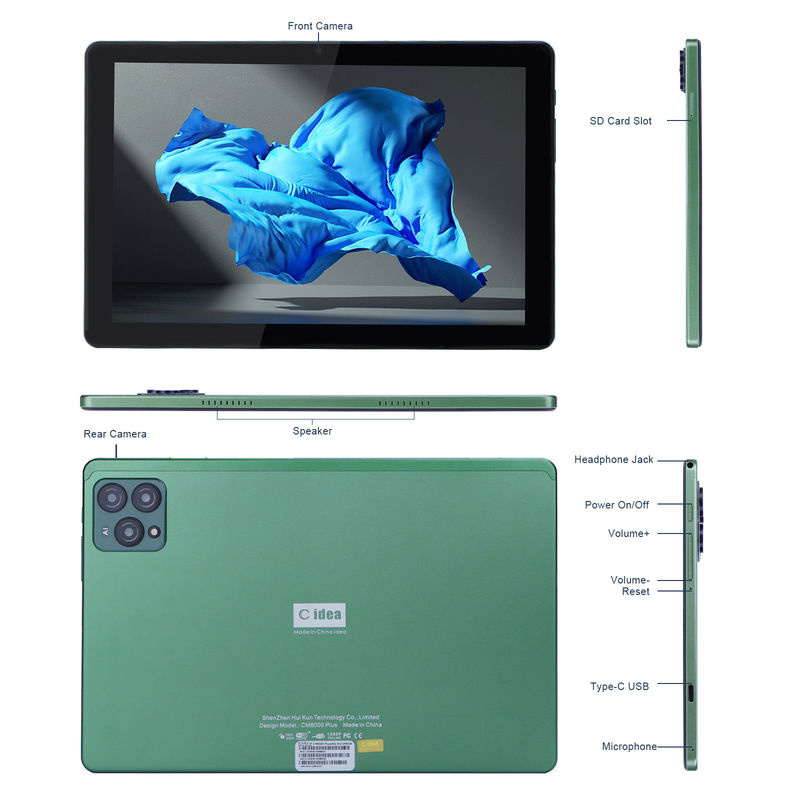 C fikir 10 inç Android 12 Tablet 8GB RAM 256GB ROM Model CM8000PLUS Yeşil
