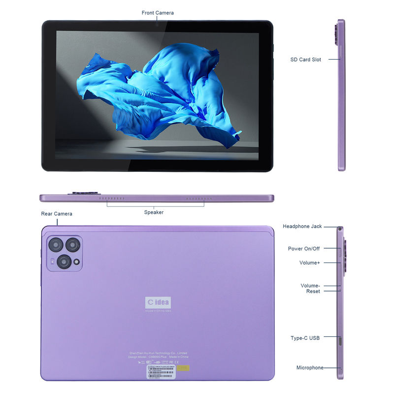 C fikir 10 inç Android 12 Tablet 8GB RAM 256GB ROM Model CM8000PLUS Mor