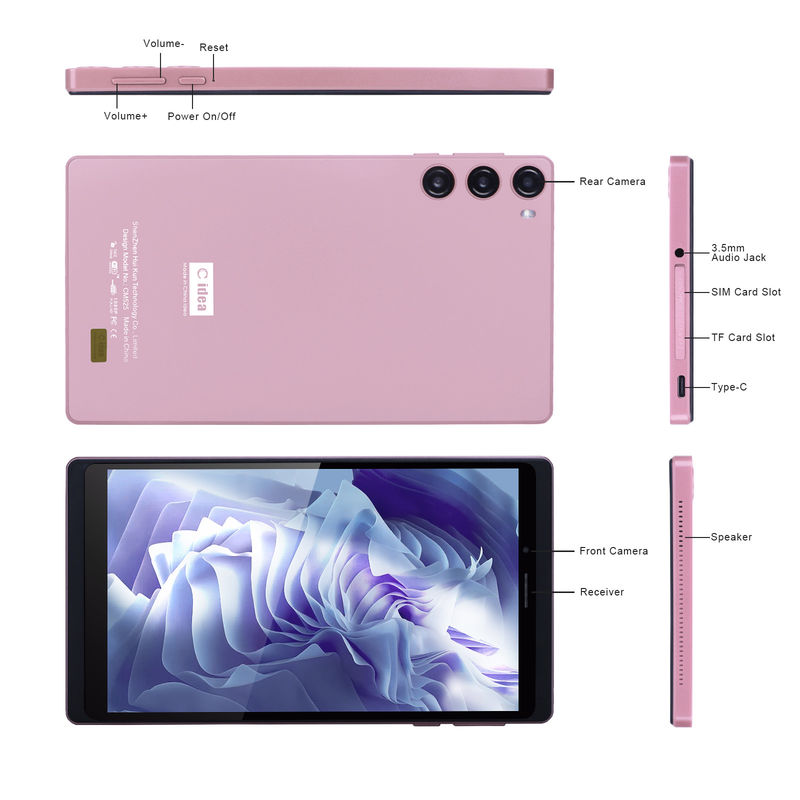 C Idea Android 12 Tablet 6GB RAM 128GB ROM SIM ile 7 Inch Tablet PC For Students CM525 Pembe
