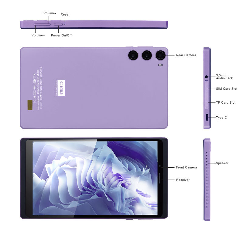 C fikir 7 inç 6+128GB 6000mAh Android Tablet PC SIM ile Öğrenciler için CM525 Mor