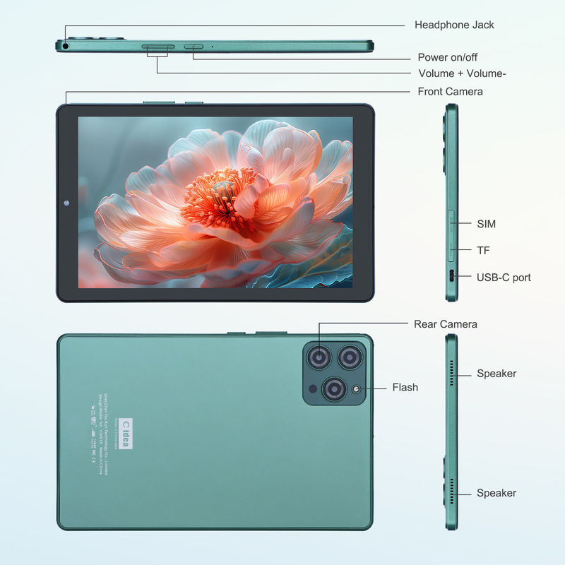 C fikir 9 inçlik Android 12 Tablet 8GB RAM 512GB ROM 5MP + 8MP SIM ile çift kamera WIFI Tablet CM915 (Yeşil)