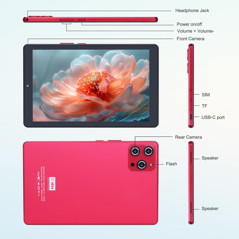 C fikir 9 inçlik Android 12 Tablet 8GB RAM 512GB ROM 5MP + 8MP Çift Kameralı WIFI Tablet SIM CM915 ile (Kırmızı)