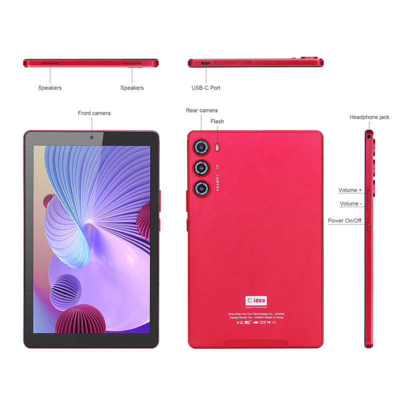 C fikir 9 Inch Tablet PC WIFI 2.4G/5G 800x1280 IPS Ekranı Android Tablet Telefon Çağrı Desteği Çift Kamera ile ((Kırmızı)
