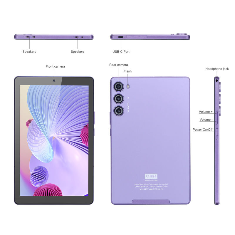 C fikir 9 Inch Tablet PC WIFI 2.4G/5G 800x1280 IPS Ekranı Android Tablet Telefon Çağrı Desteği Çift Kamera ile ((Purple)
