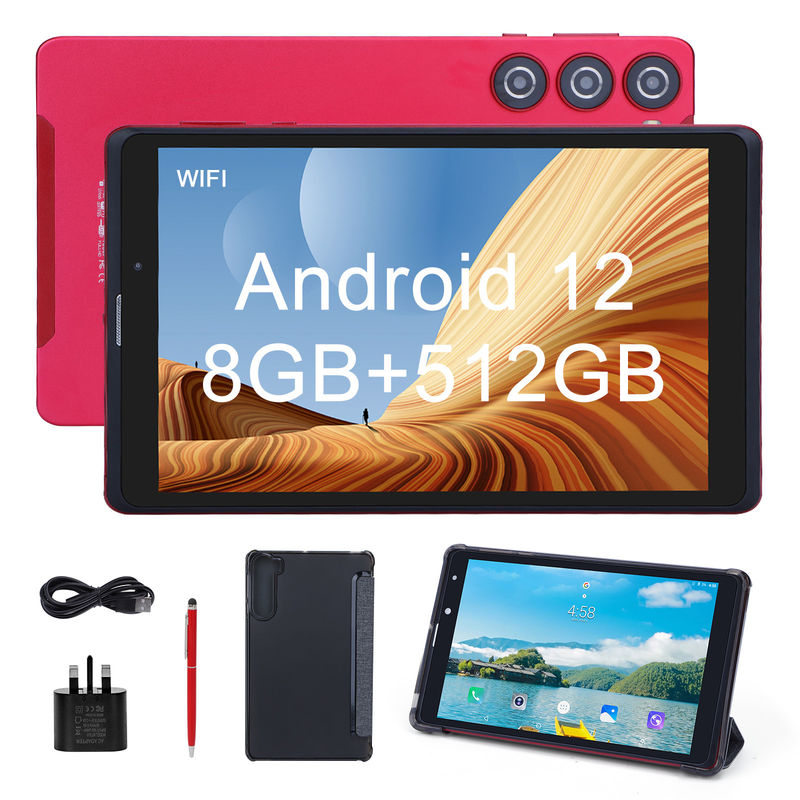 C fikir 8 inç Android Tablet PC Üretici Android 12 Quad Core 8GB + 512GB Depolama IPS HD Ekran CM835 ((kırmızı)