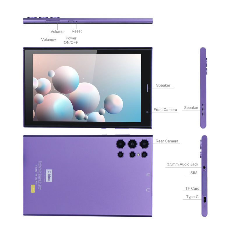 C fikir 8 inçlik Android Tablet PC 8GB RAM 512GB ROM Quad Core 800*1280 WIFI/SIM Kartı ile HD Tabletler CM822 (Purple)