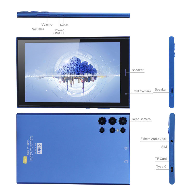 C fikir 8 inçlik Android Tablet PC 8GB RAM 512GB ROM Quad Core 800*1280 HD WIFI/SIM Kartlı Tabletler CM822 (Mavi)