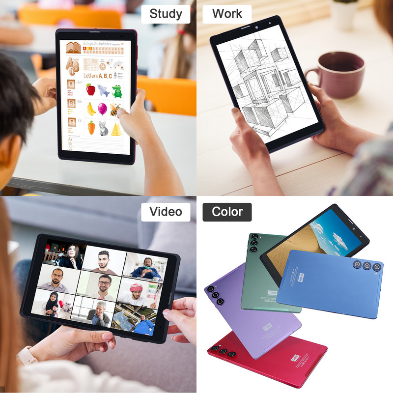 C fikir 8 inç Android Tablet PC Üretici Android 12 Quad Core 8GB + 512GB Depolama IPS HD Ekran CM835 ((mor)