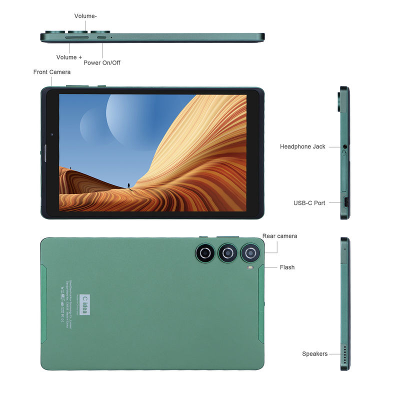 C fikir 8 inç Android Tablet PC Üretici Android 12 Quad Core 8GB + 512GB Depolama IPS HD Ekran CM835 ((yeşil)