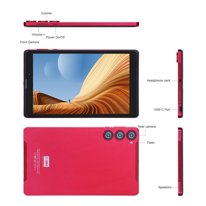 C fikir 8 inç Android Tablet PC Üretici Android 12 Quad Core 8GB + 512GB Depolama IPS HD Ekran CM835 ((kırmızı)