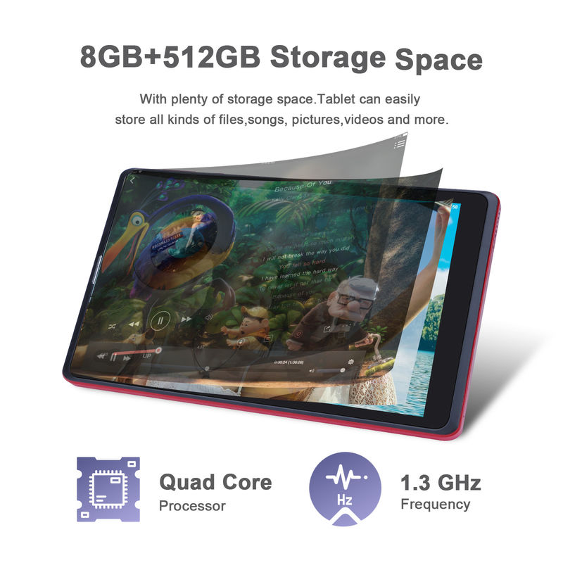 C fikir 8 inç Android Tablet PC Üretici Android 12 Quad Core 8GB + 512GB Depolama IPS HD Ekran CM835 ((kırmızı)