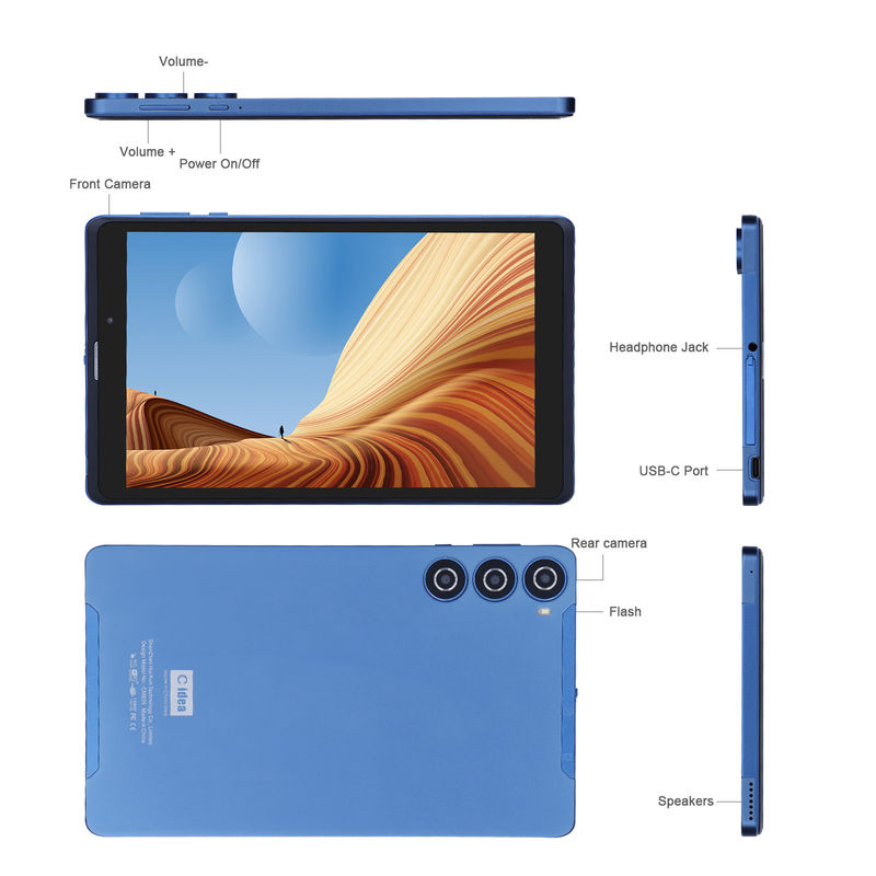 C fikir 8 inç Android Tablet PC Üretici Android 12 Quad Core 8GB + 512GB Depolama IPS HD Ekran CM835 ((mavi)