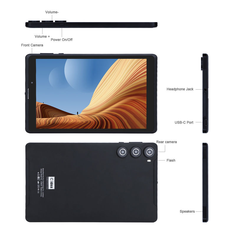 C fikir 8 inç Android Tablet PC Üretici Android 12 Quad Core 8GB + 512GB Depolama IPS HD Ekran CM835 ((siyah)