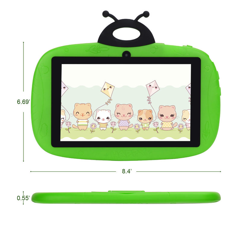 C fikri Çift Kamera WiFi 7 Inch Tablet PC Android Çocuklar Küçük Çocuk Öğrenme için 128GB Case/Kids App CM75 ile (yeşil)