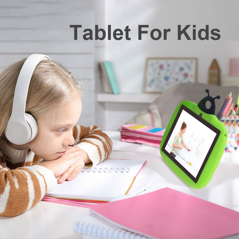 C fikri Çift Kamera WiFi 7 Inch Tablet PC Android Çocuklar Küçük Çocuk Öğrenme için 128GB Case/Kids App CM75 ile (yeşil)
