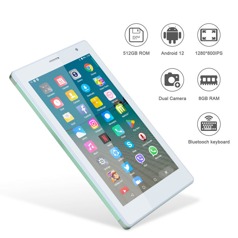 C fikir 7 Inç Android Akıllı Tablet 8+512GB Dört çekirdekli WiFi Tablet HD Dokunmatik Ekran CM513 ((Yeşil)