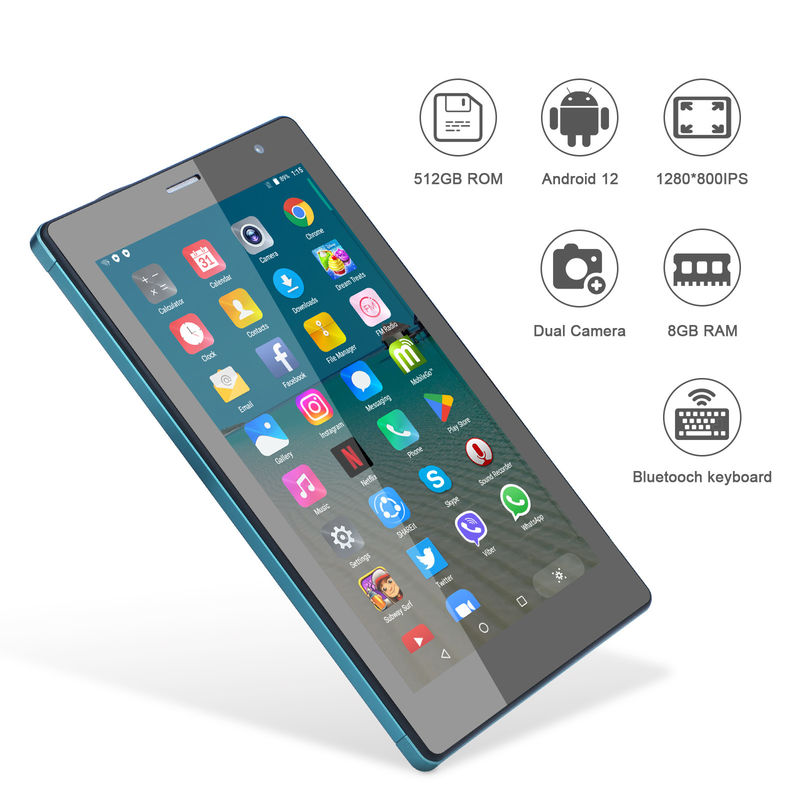 C fikir 7 Inç Android Akıllı Tablet 8+512GB Dört çekirdekli WiFi Tablet HD Dokunmatik Ekran CM513 ((Mavi)