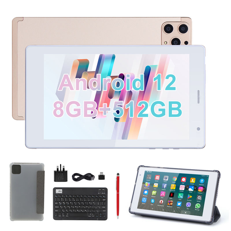 C fikir 7 Inç Android Akıllı Tablet 8+512GB Dört çekirdekli WiFi Tablet HD Dokunmatik Ekran CM513 ((Altın)