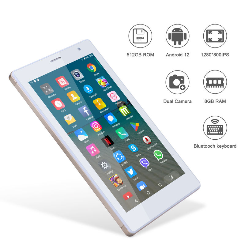 C fikir 7 Inç Android Akıllı Tablet 8+512GB Dört çekirdekli WiFi Tablet HD Dokunmatik Ekran CM513 ((Altın)
