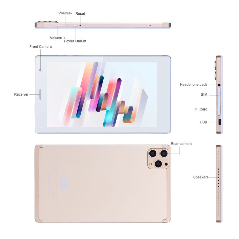 C fikir 7 Inç Android Akıllı Tablet 8+512GB Dört çekirdekli WiFi Tablet HD Dokunmatik Ekran CM513 ((Altın)