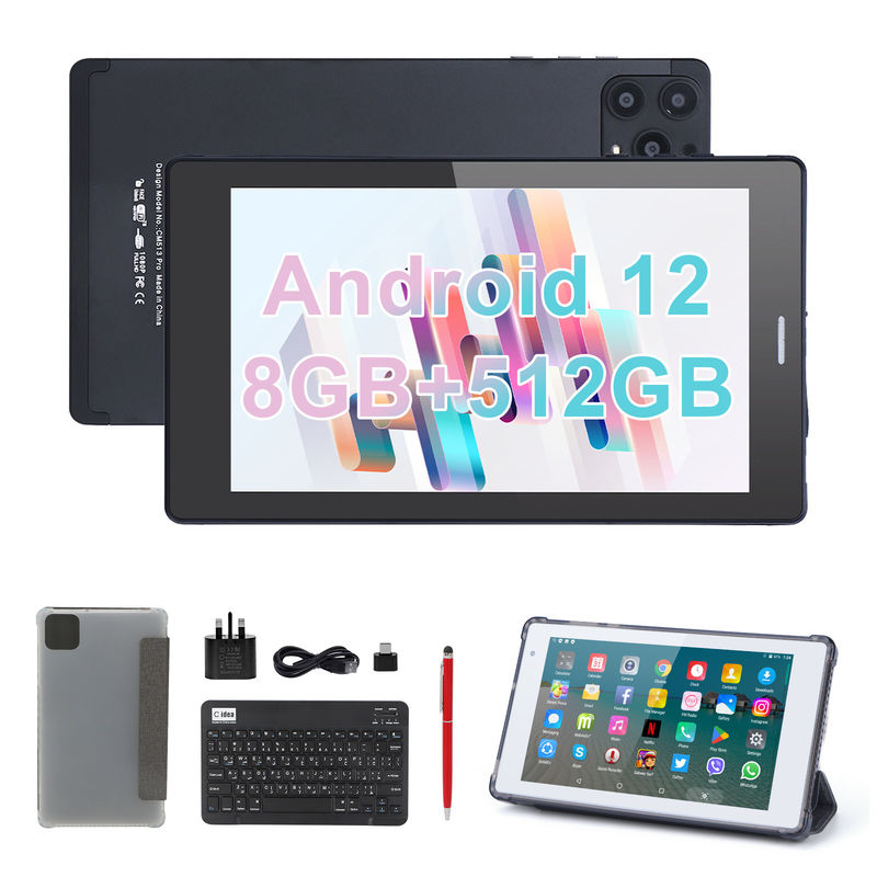 C fikir 7 Inç Android Akıllı Tablet 8+512GB Dört çekirdekli WiFi Tablet HD Dokunmatik Ekran CM513 ((Siyah)