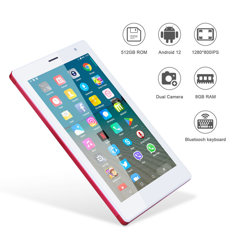 C fikir 7 Inç Android Akıllı Tablet 8+512GB Dört çekirdekli WiFi Tablet HD Dokunmatik Ekran CM513 ((Kırmızı)