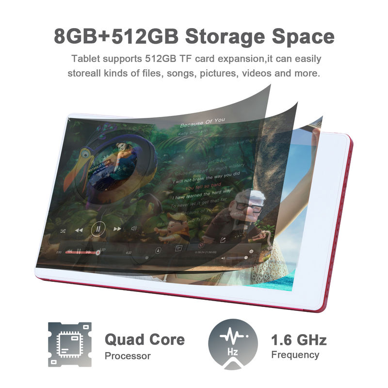 C fikir 7 Inç Android Akıllı Tablet 8+512GB Dört çekirdekli WiFi Tablet HD Dokunmatik Ekran CM513 ((Kırmızı)