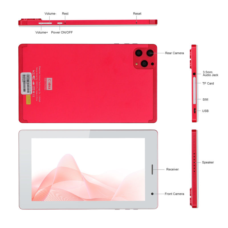 C fikir 7 Inch Tablet PC 8GB RAM 512GB ROM Dört çekirdekli İşlemci Çift Kamera Gençler için WiFi / BT CM513 (kırmızı)