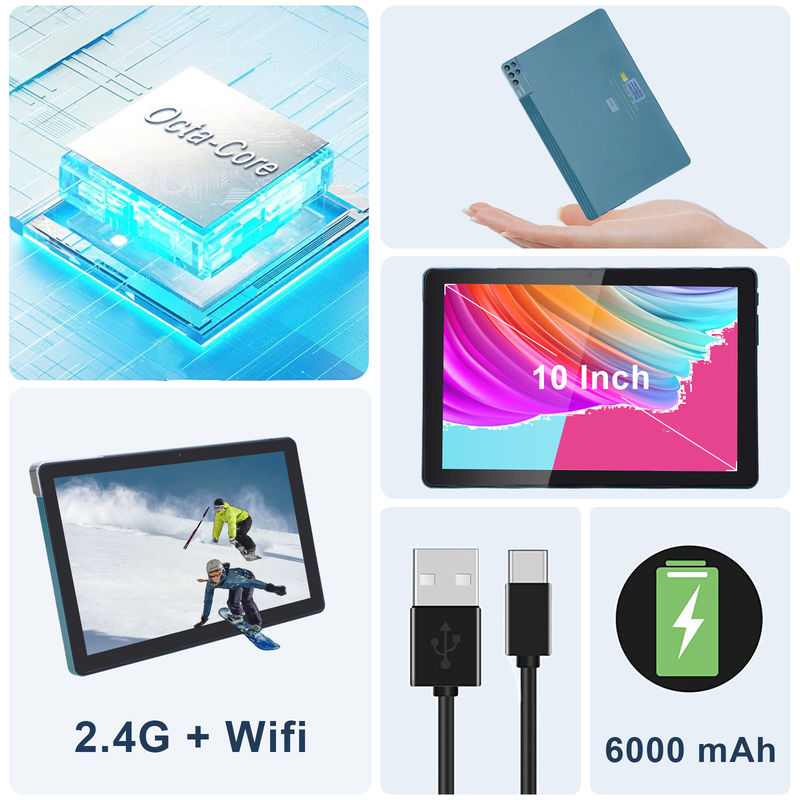 C fikir 256ROM 10 Inch Tablet PC Çift 5MP + 8MP Kamera Klavye Kutusu CM7000 Mavi