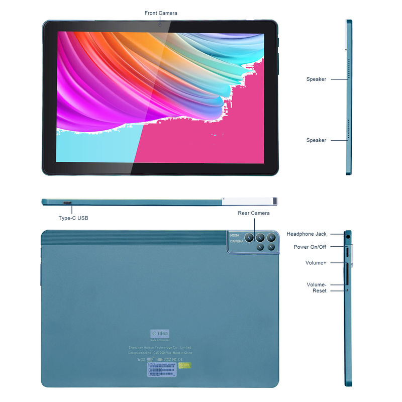 C fikir 256ROM 10 Inch Tablet PC Çift 5MP + 8MP Kamera Klavye Kutusu CM7000 Mavi