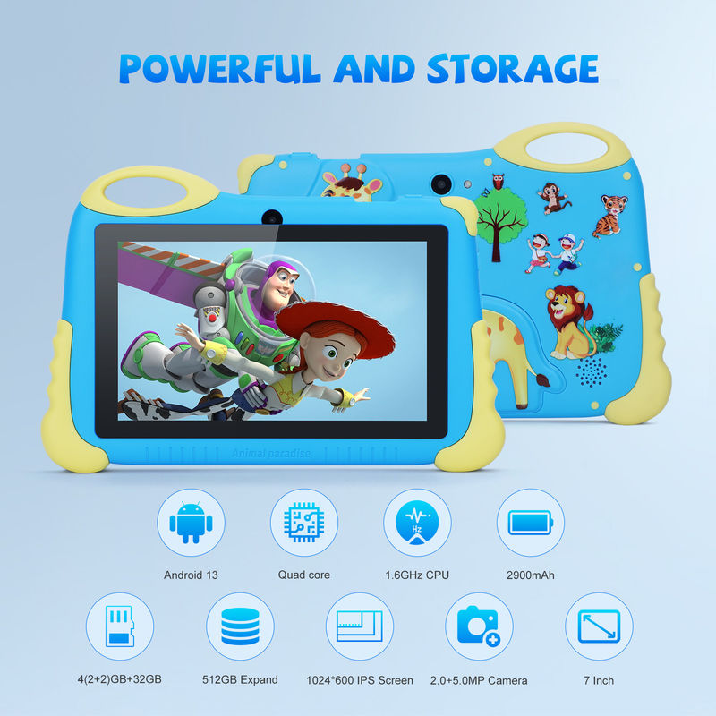 C Idea 7 Inç Android Tablet 3-7 Yaşlılar için 512GB Genişletme Tablet Kidspad Case CM92 ile
