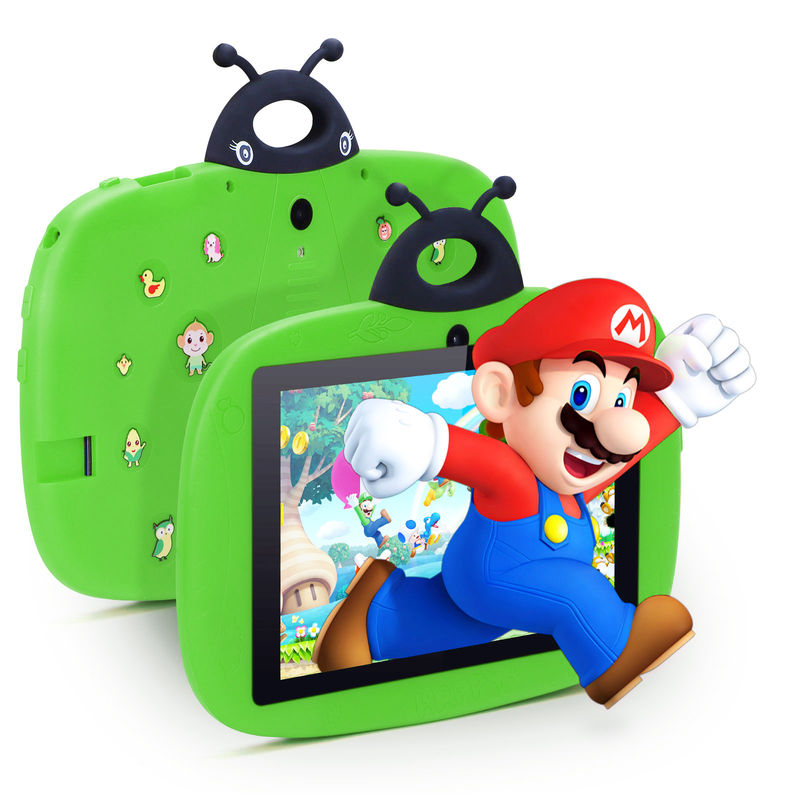 C fikir Çift Kamera WiFi 7 Inch Tablet PC Android Çocuklar Küçük Çocuk Öğrenme için 128GB Case Kids App ile CM76 Yeşil