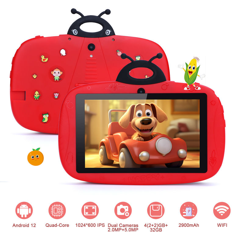 C fikirToddler Learning C Fikir 7 Inch WIFI Tablet Android 12 32GB+32GB Genişletilebilir Depolama CM77Kırmızı