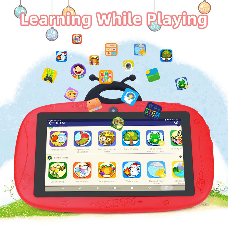 C fikirToddler Learning C Fikir 7 Inch WIFI Tablet Android 12 32GB+32GB Genişletilebilir Depolama CM77Kırmızı