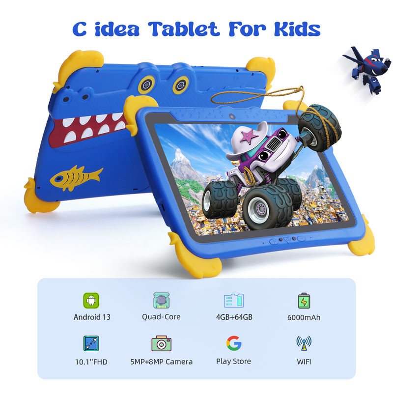 C fikir Çocuk Tab 10.1 inç Android 13 Tablet Çocuk için 4GB RAM 64GB ROM Göz Koruması 3-8 yaş arası çocuklar için dokunmatik ekran