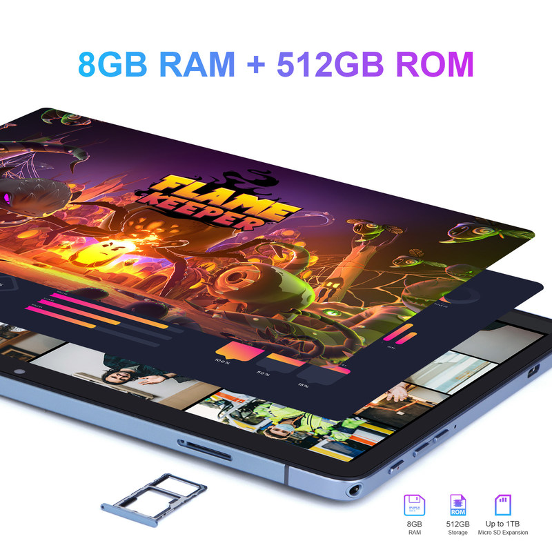 C fikir Android Tablet WIFI 5G Tablet 10.1 Inch Çift Kamera 8GB RAM 512GB Klavye Fare ile SIM Destek Öğrenci için