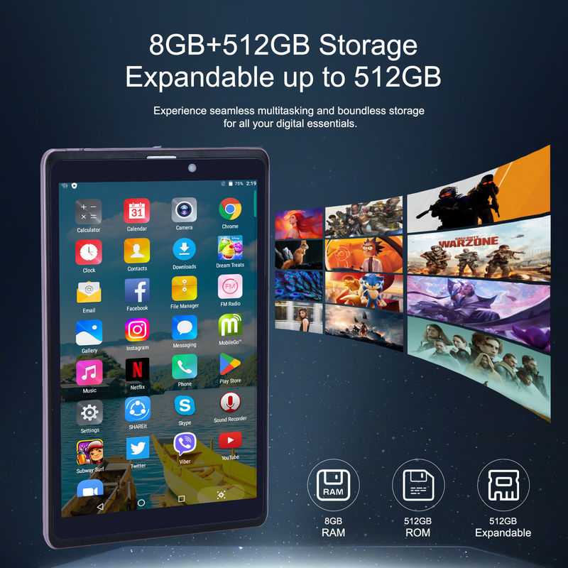 C fikir 8 inç Android 12 Tablet 8000mAh Pil 5+8MP Kamera 8GB RAM 512GB ROM Eğitim Öğrenme için CM818-pembe
