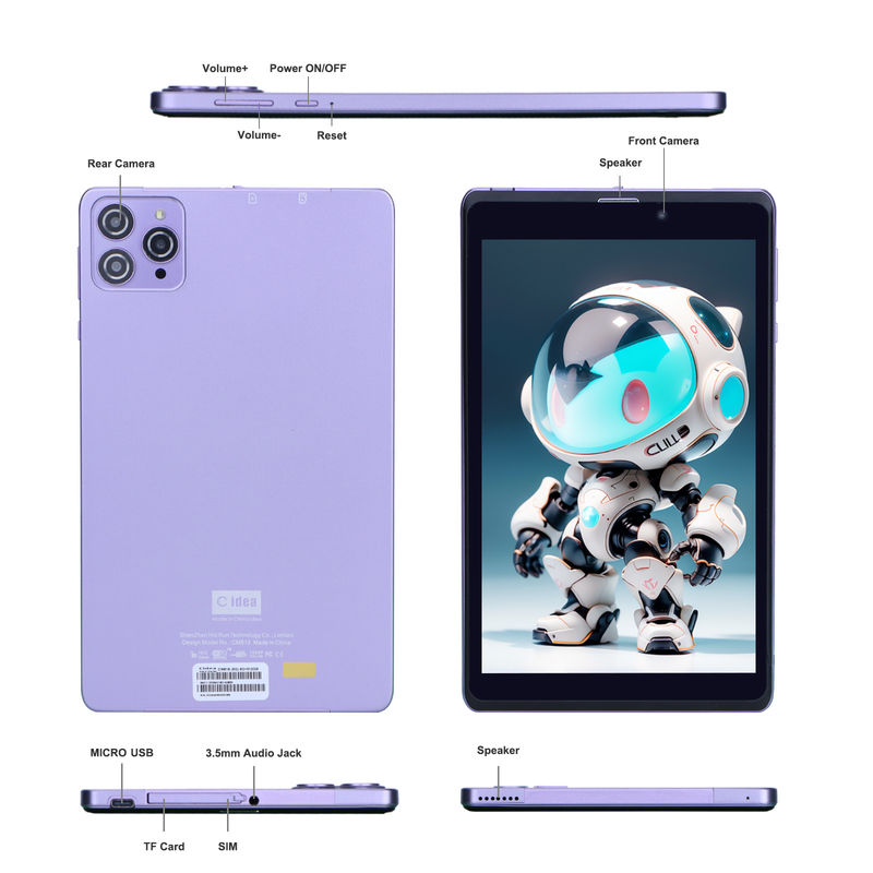 C Idea Portable 8 In Android Tablet PC 8GB RAM 512 GB Android 12 Tablet IPS HD Ekran Dört çekirdekli CM818-Purple