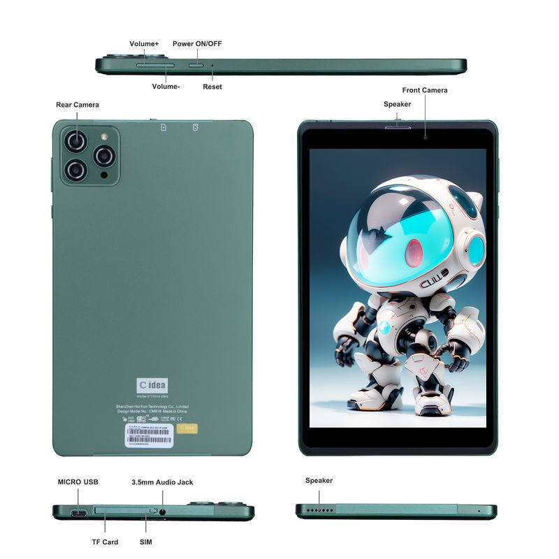 C fikir Android 12 Quad Core CPU 8GB RAM 512GB Depolama IPS HD Ekran CM818-Yeşil ile taşınabilir 8 Inch Android Tablet PC