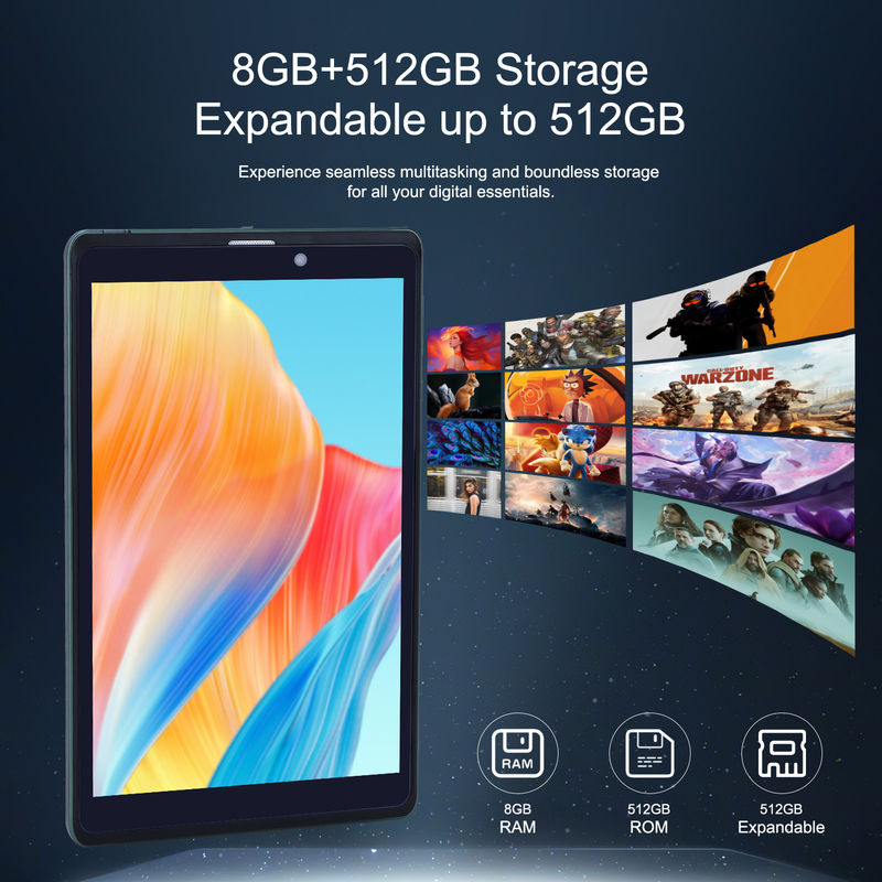 C fikir Android 12 Quad Core CPU 8GB RAM 512GB Depolama IPS HD Ekran CM818-Yeşil ile taşınabilir 8 Inch Android Tablet PC
