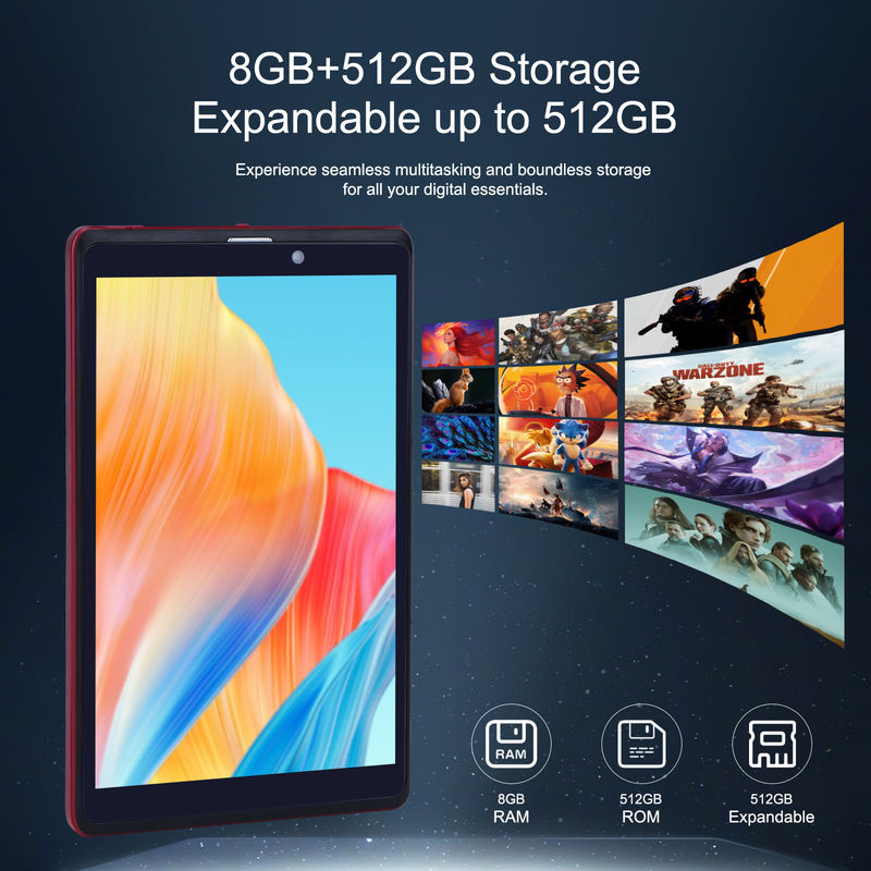 C fikir 8 inç Android 12 Tablet 8GB RAM 512GB ROM 8000mAh Pil 5+8MP Gençler için kamera SIM desteği ile CM818-kırmızı