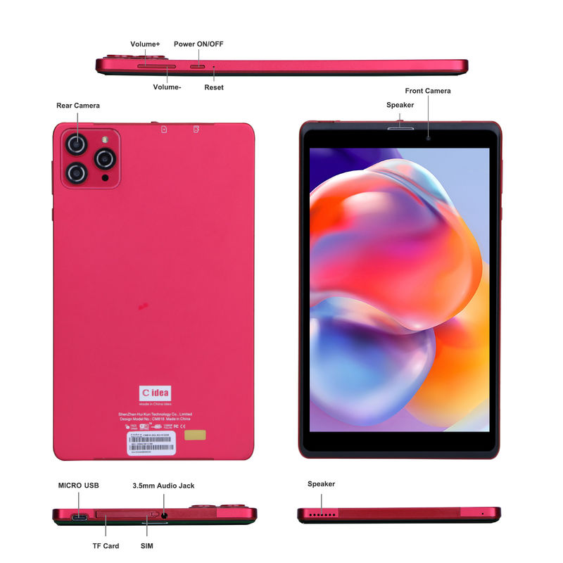 C fikir 8 inç Android 12 Tablet 8GB RAM 512GB ROM 8000mAh Pil 5+8MP SIM Destekli Öğrenci Kamera CM818-kırmızı