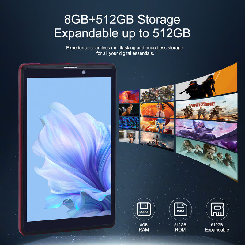 C fikir 8 inç Android 12 Tablet 8GB RAM 512GB ROM 8000mAh Pil 5+8MP SIM Destekli Öğrenci Kamera CM818-kırmızı