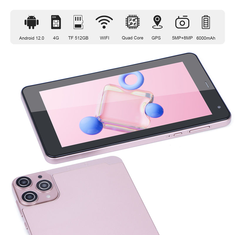 C fikir 7 Inç Android Akıllı Tabletler 6+128GB Dört çekirdekli WiFi Tabletler Gençler için HD Dokunmatik Ekran CM515 ((Pink)