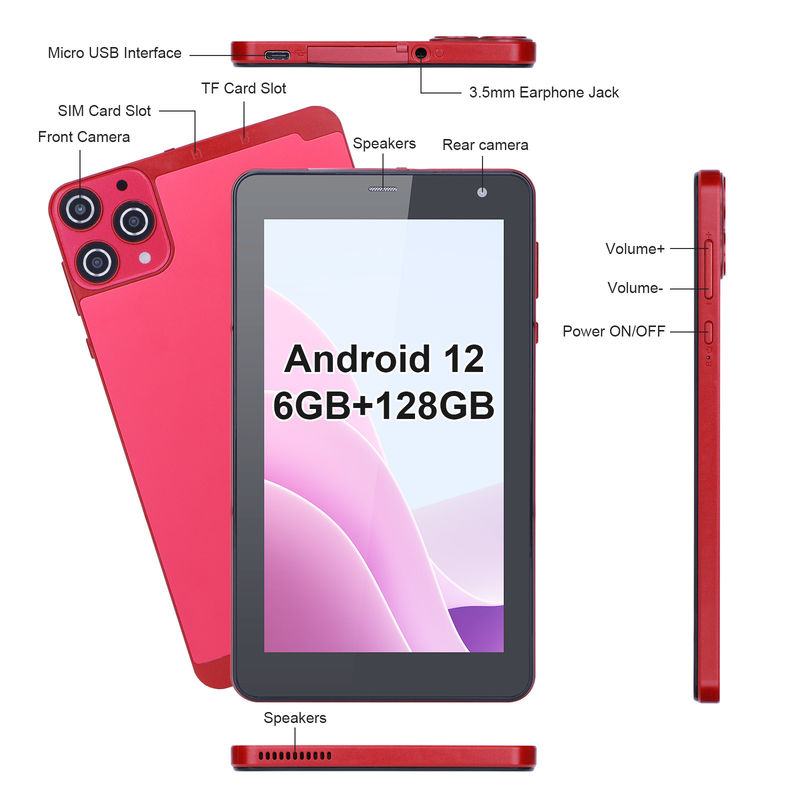 C Idea 7 Inç Küçük Tabletler Dört Çekirdekli WiFi 5G Android Tablet PC Eğitim için CM515 ((Kırmızı)